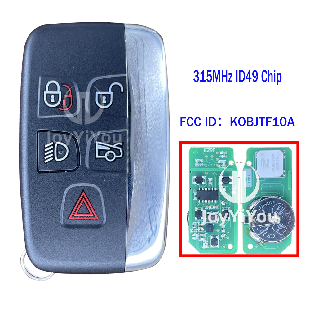 Without Logo 5Button-Trunk Smart Key (315MHz/PCF7953/ID49 Chip) For Jaguar Remote Key With Emergency Key 