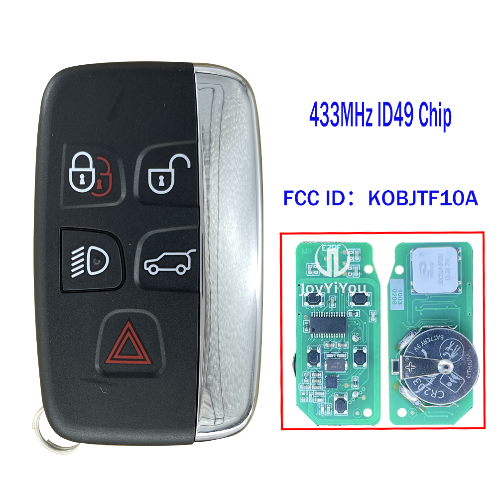 5Button-SUV Smart Key (433MHz/PCF7953/ID49 Chip) For Land Rover Remote Key With Emergency Key Without Logo