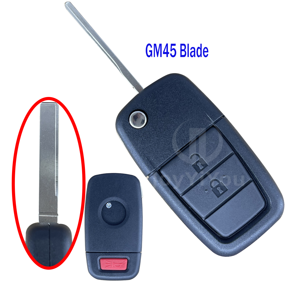 Flip Remote Key Shell For Pontiac 2+1Button (GM45 Blade)