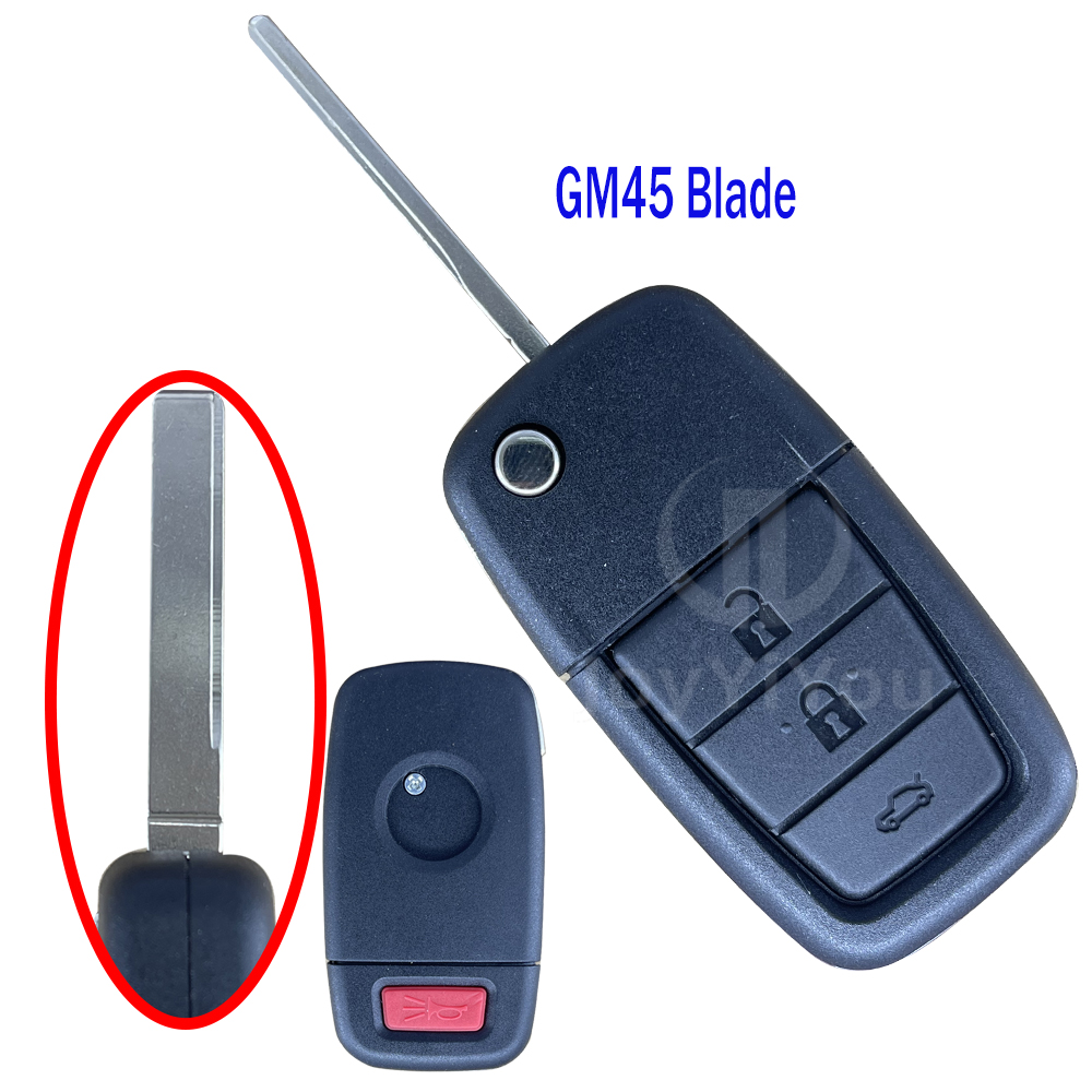 Flip Remote Key Shell For Pontiac 3+1Button (GM45 Blade)