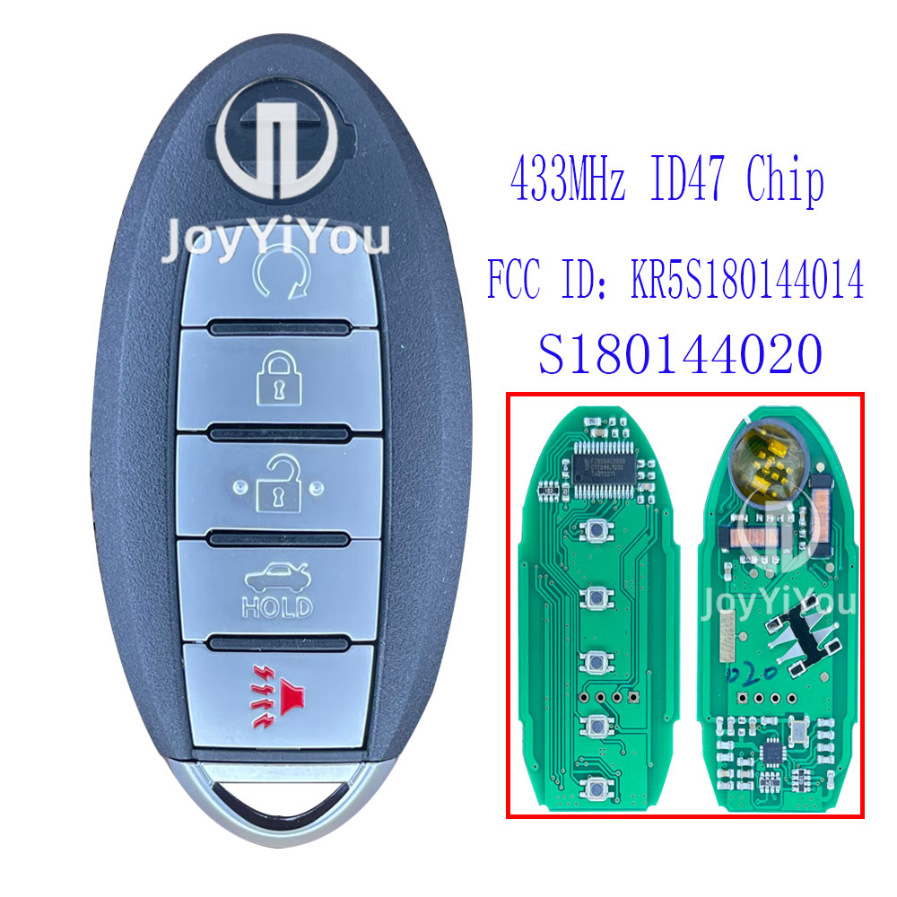 FCC ID:KR5S180144014/S180144020 433MHz ID47 Chip For Nissan 5Buttons-Trunk Remote Key