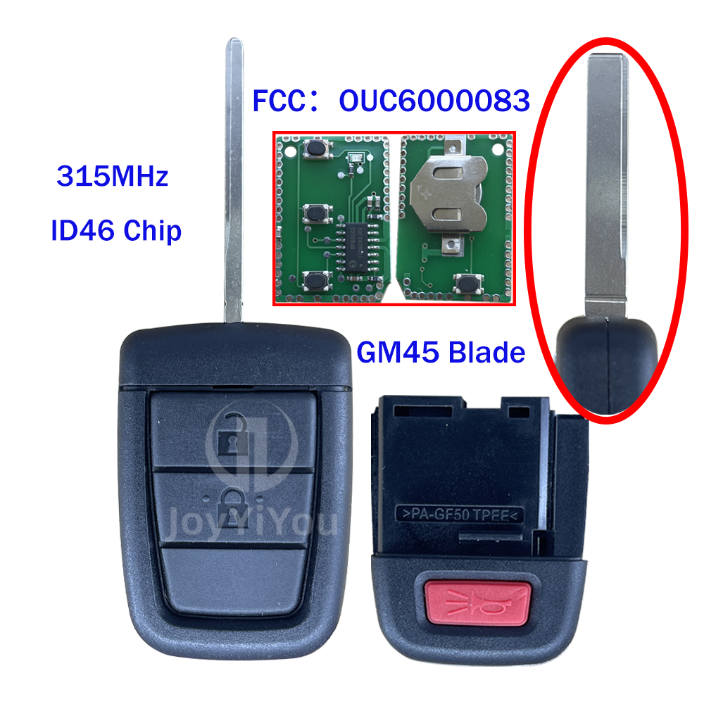 FCC ID:OUC6000083 Remote Key For Pontiac 315MHz ID46 Chip 2+1Buttons (GM45 Blade)