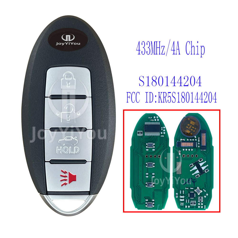 FCC ID:KR5S180144204/S180144204  4Buttons 433MHz/4A Chip Smart Key For Infiniti With Emergency Key