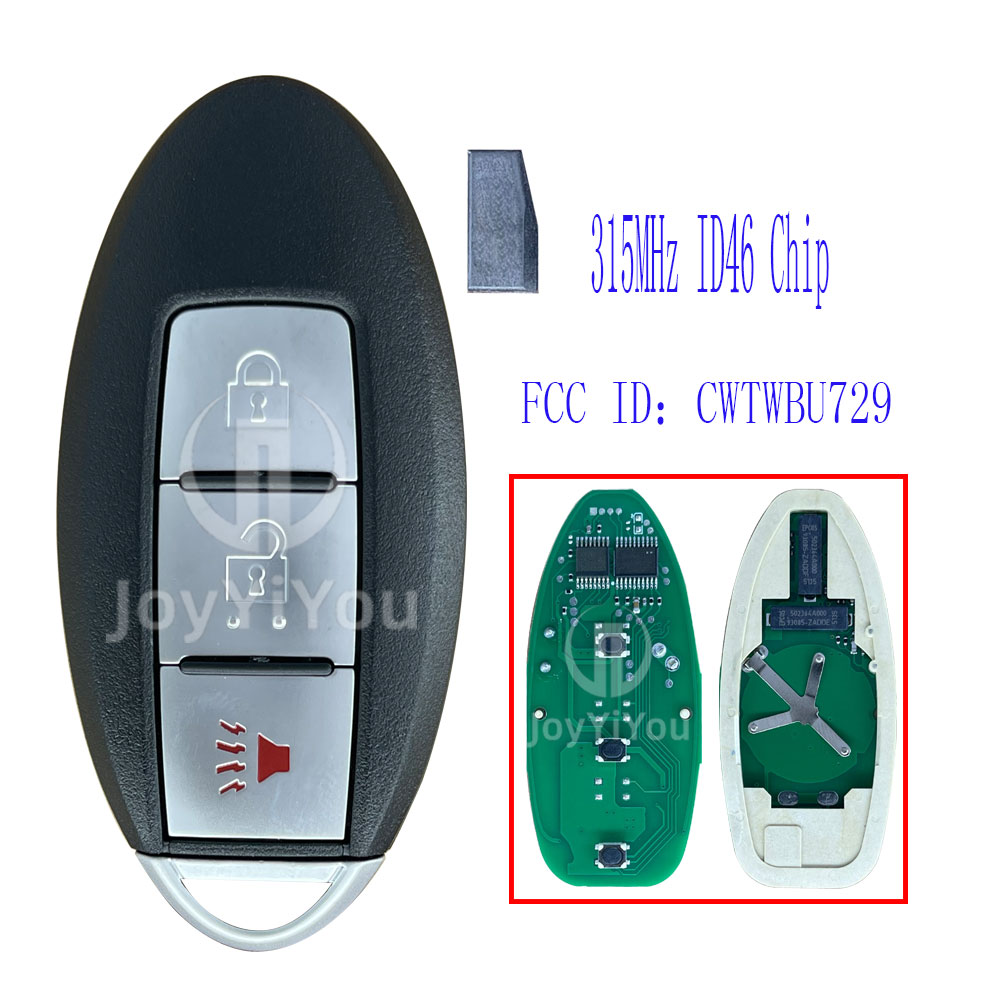 FCC：CWTWBU729 Remote Key For Nissan 2+1Button 315MHz PCF7936-ID46  Chip Without Logo