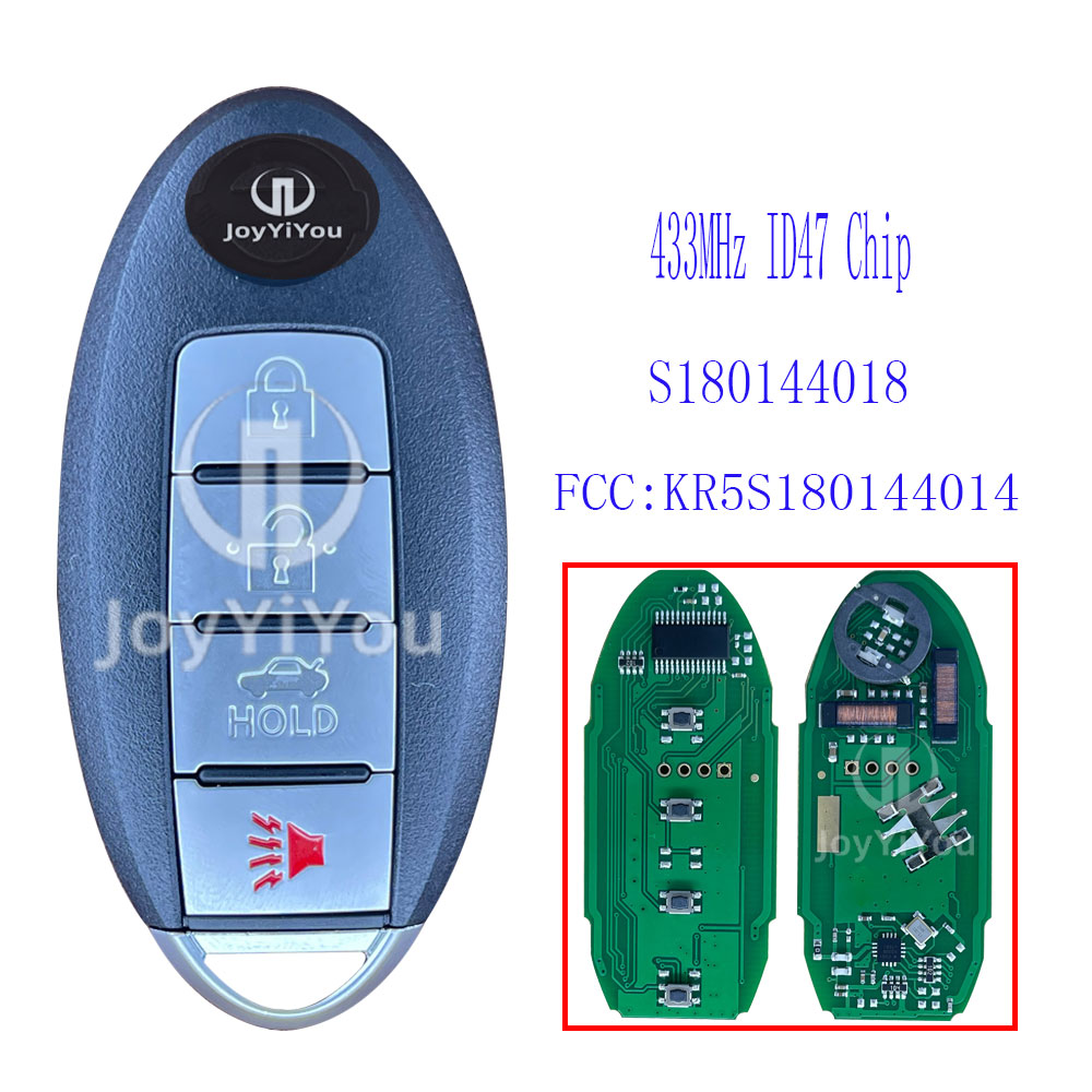 S180144018/FCC:KR5S180144014 Smart Key Card For Nissan 4Button 433MHz/ID47 Chip