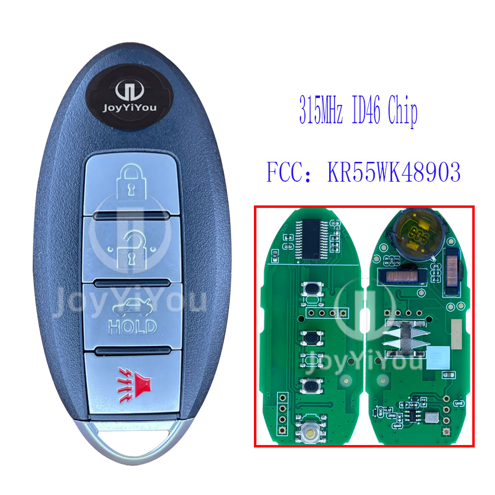 FCC：KR55WK48903 Remote Key Shell For Nissan 4Button 315MHz /ID46 Chip