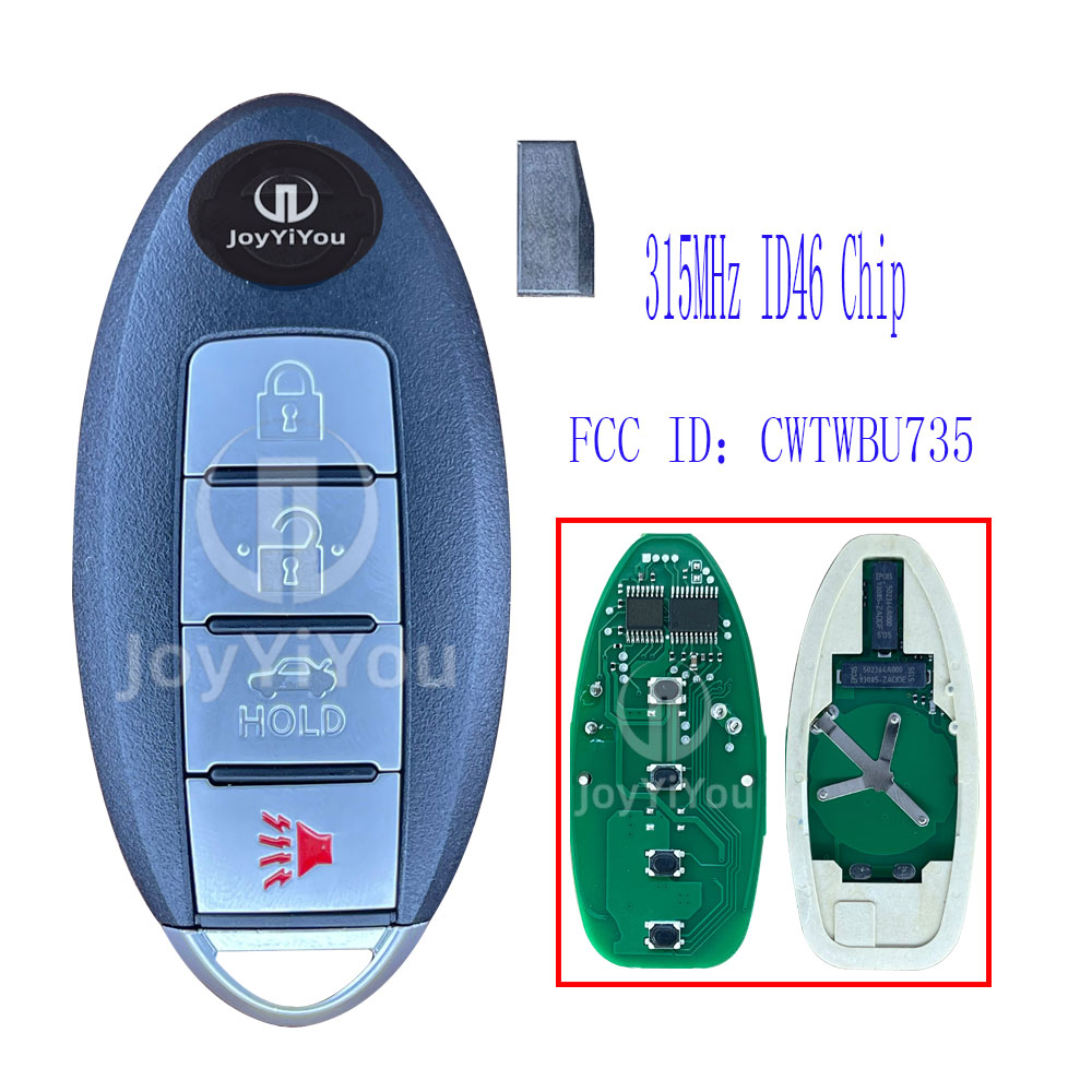 FCC：CWTWBU735 Remote Key For Nissan 4Buttos 315MHz ID46-PCF7936 Chip 
