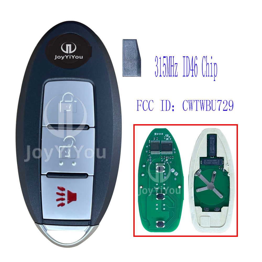 FCC：CWTWBU729 Remote Key For Nissan 2+1Button 315MHz PCF7936-ID46  Chip