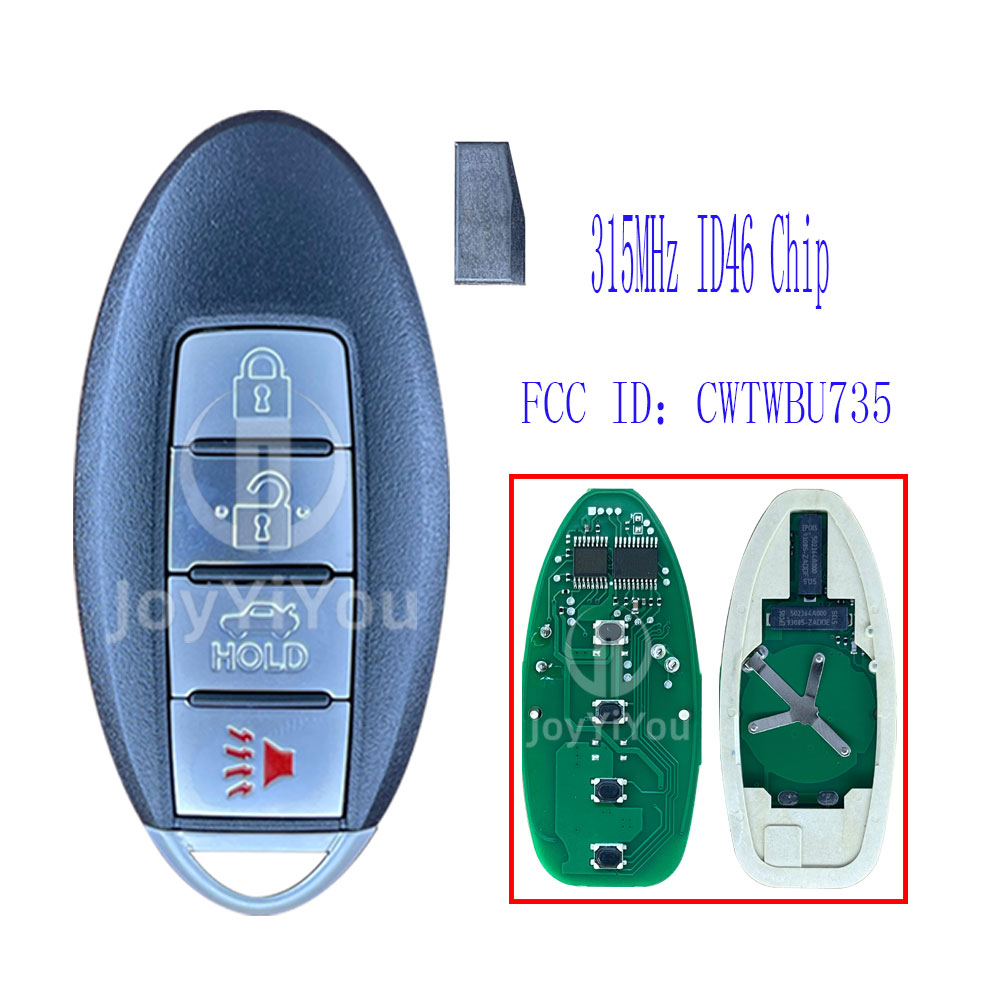 FCC：CWTWBU735 Remote Key For Nissan 4Buttos 315MHz ID46-PCF7936 Chip Without Logo