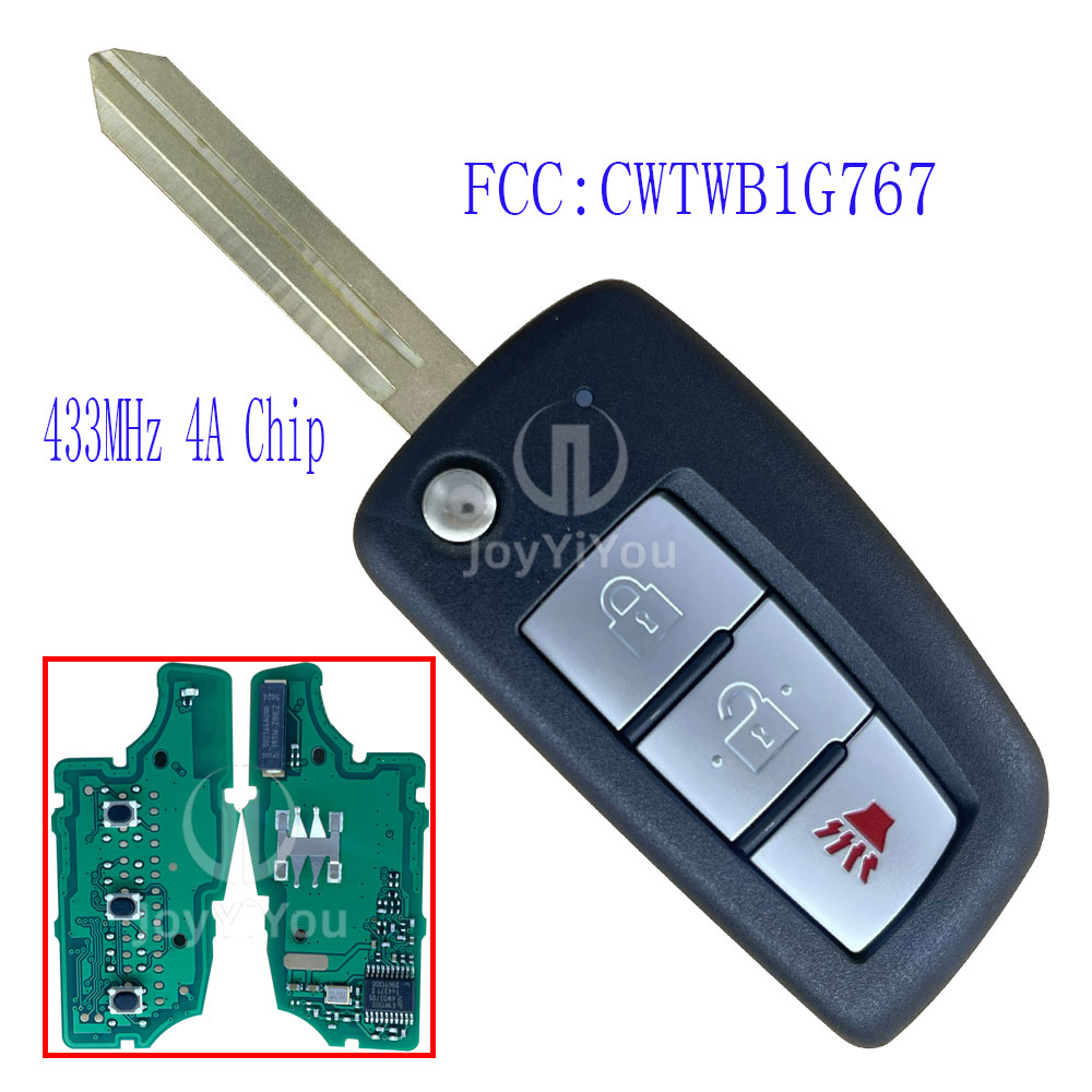 FCC:CWTWB1G767 Flip Remote Key For Nissan 433MHz 4A Chip Without Logo