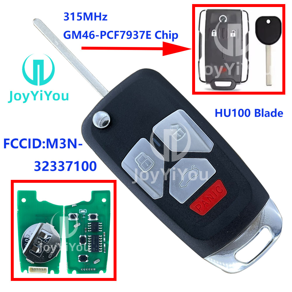 FCC：M3N-32337100 Remote Key 315MHz GM46-PCF7937E Chip For Chevrolet/GMC HU100 Blade