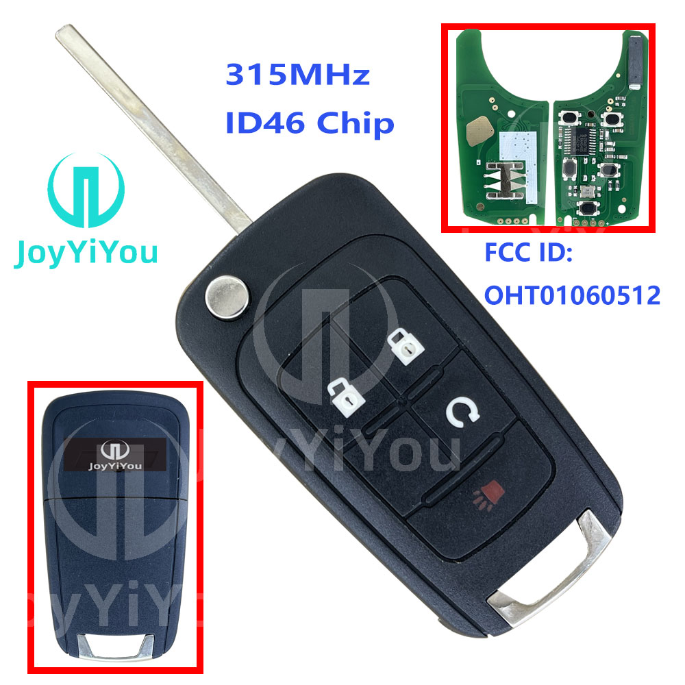 315MHz ID46 Chip 4Button Flip Remote Key Shell For Chevrolet HU100 Blade