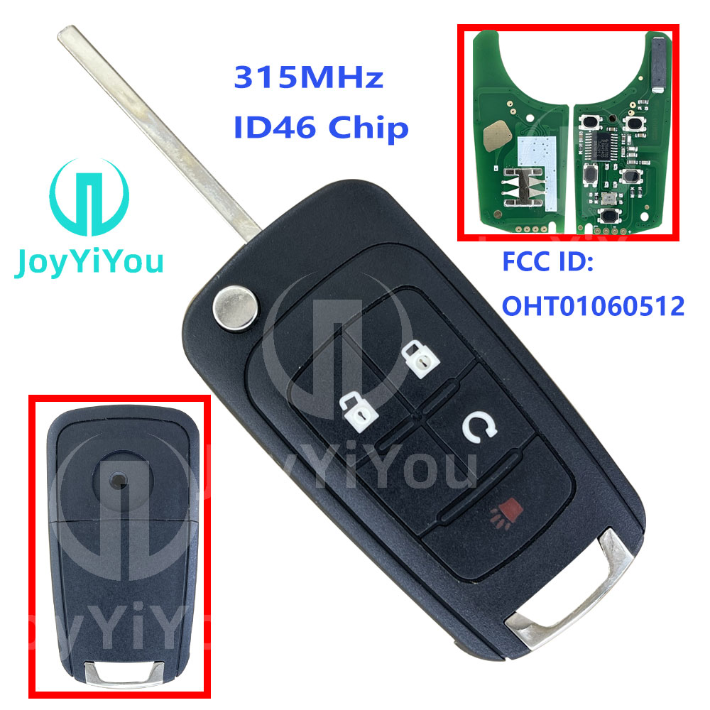 315MHz ID46 Chip 4Button-START Flip Remote Key Shell For Buick HU100 Blade