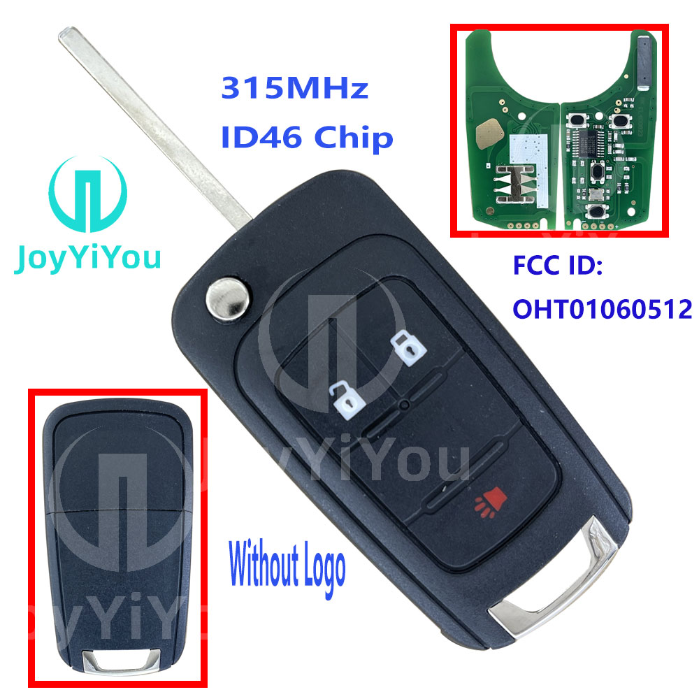 315MHz ID46 Chip 2+1Button-Trunk Flip Remote Key Shell For Chevrolet HU100 Blade Without Logo