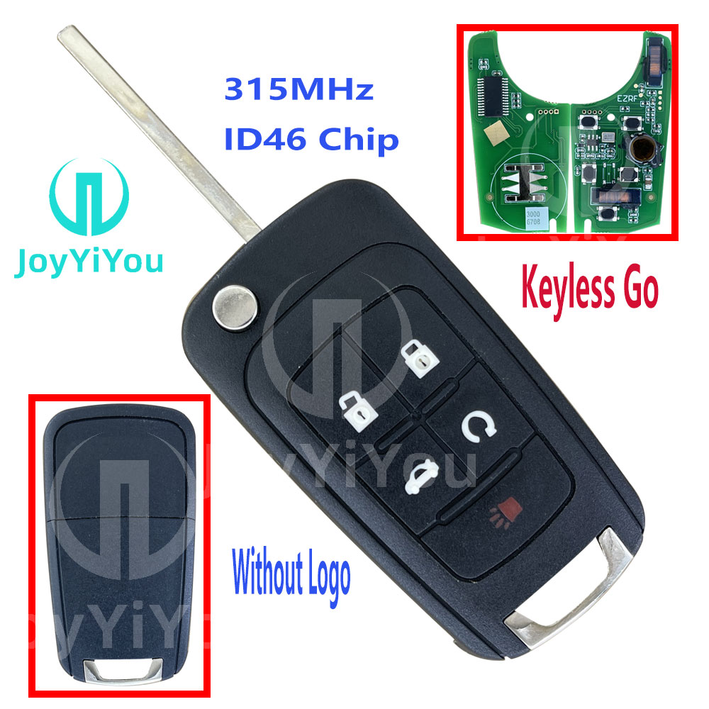 Keyless Go 315MHz ID46 Chip 4+1Button-Trunk Flip Remote Key Shell For Chevrolet HU100 Blade Without Logo