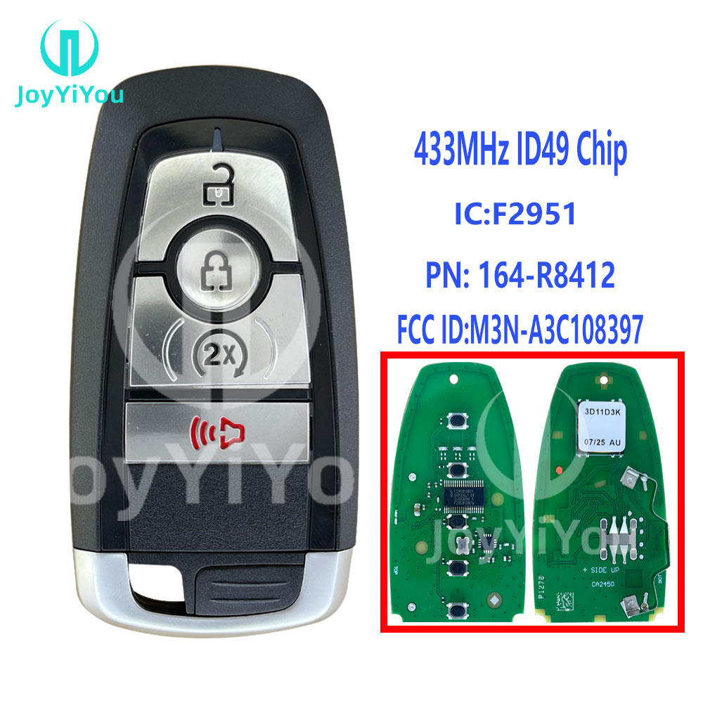 AFTERMARKET PN: 164-R8412 / M3N-A3C108397 / 434 MHz /  ID49 Chip For 2025 Ford Bronco Smart Key 4B Remote Start 