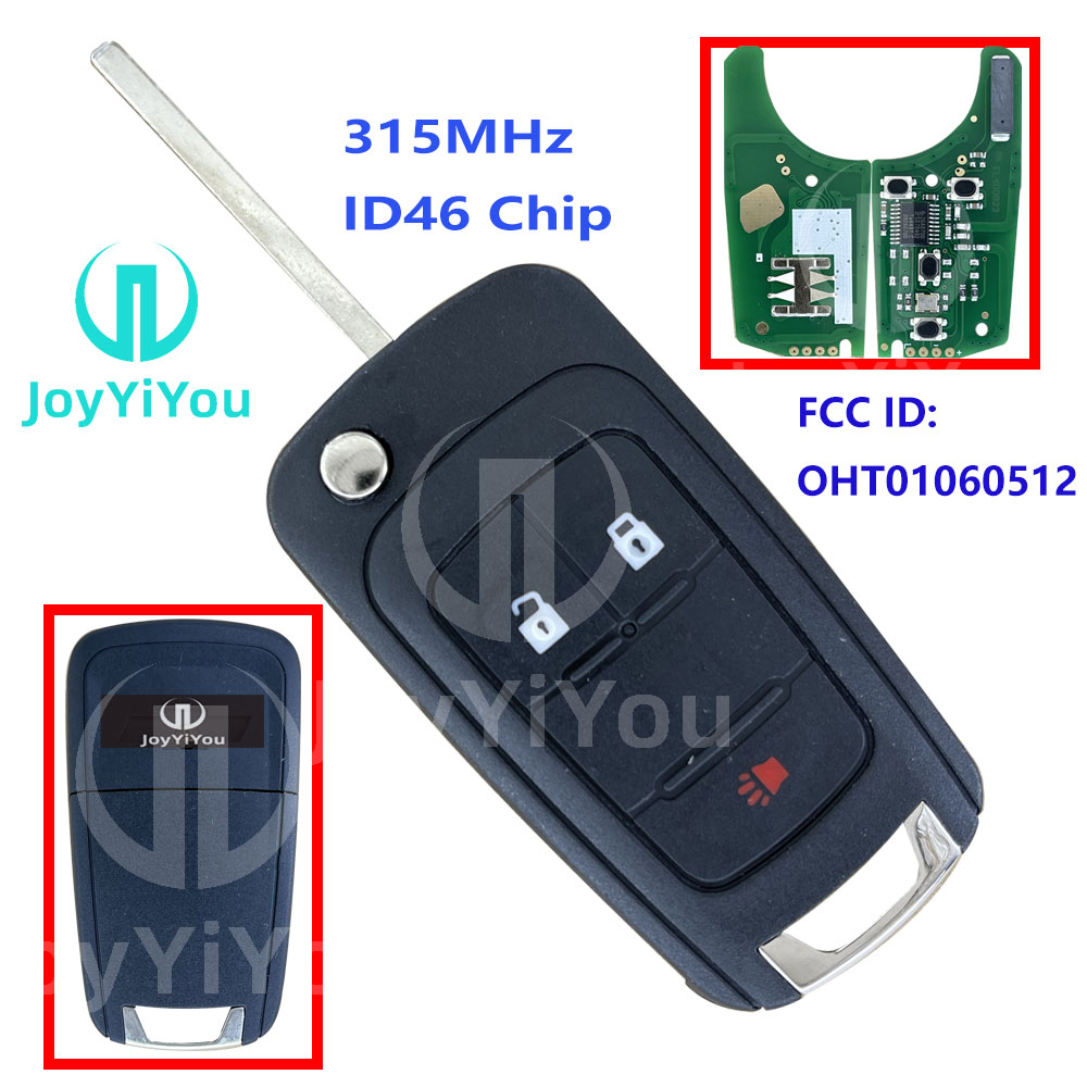 315MHz ID46 Chip 2+1Button-Trunk Flip Remote Key Shell For Chevrolet HU100 Blade