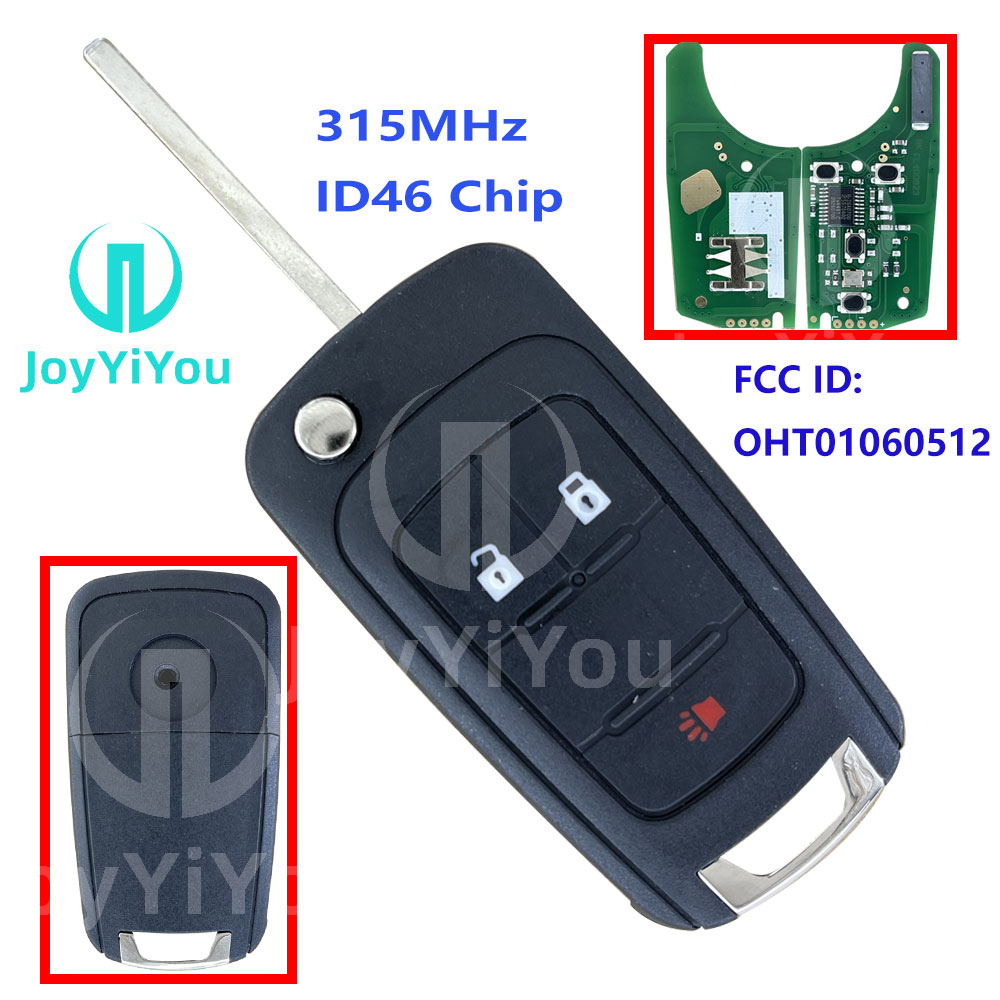 315MHz ID46 Chip 2+1Button Flip Remote Key Shell For Buick HU100 Blade