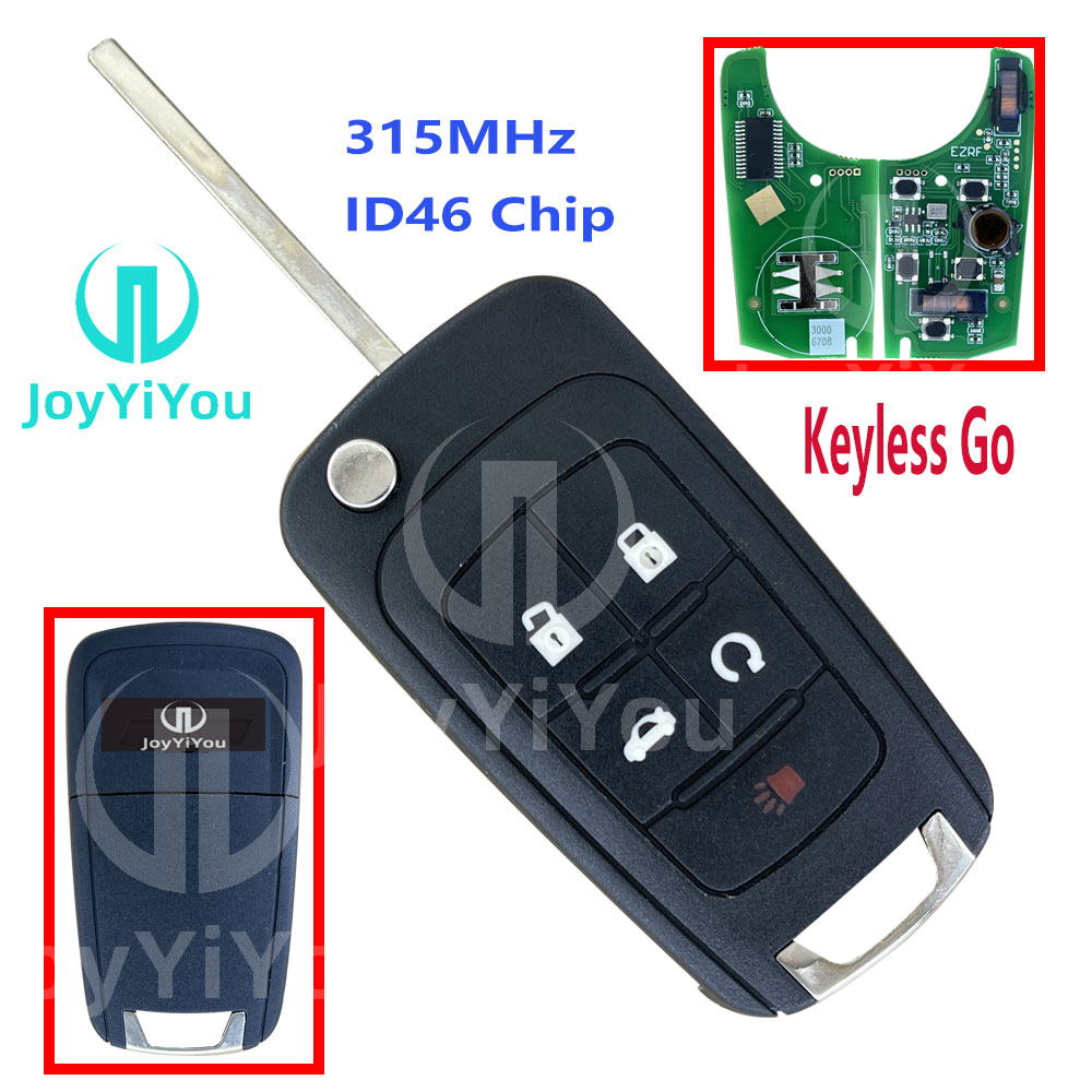 Keyless Go 315MHz ID46 Chip 4+1Button-Trunk Flip Remote Key Shell For Chevrolet HU100 Blade