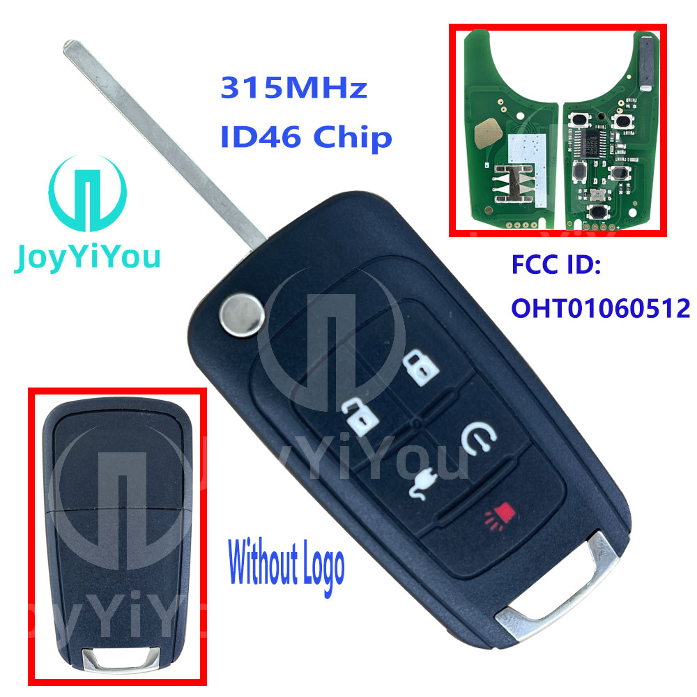 315MHz ID46 Chip 5Button Flip Remote Key Shell For Chevrolet HU100 Blade Without Logo