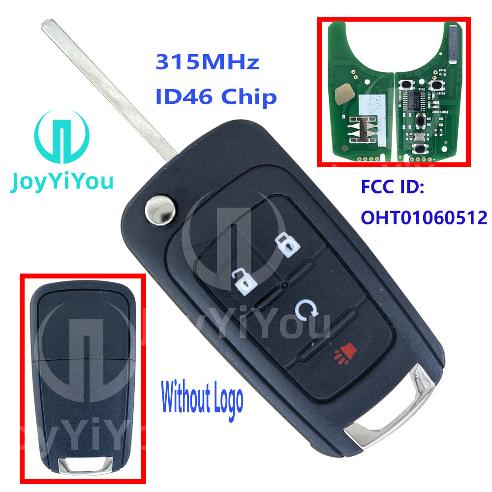 315MHz ID46 Chip 3+1Button-START Flip Remote Key Shell For Chevrolet HU100 Blade Without Logo
