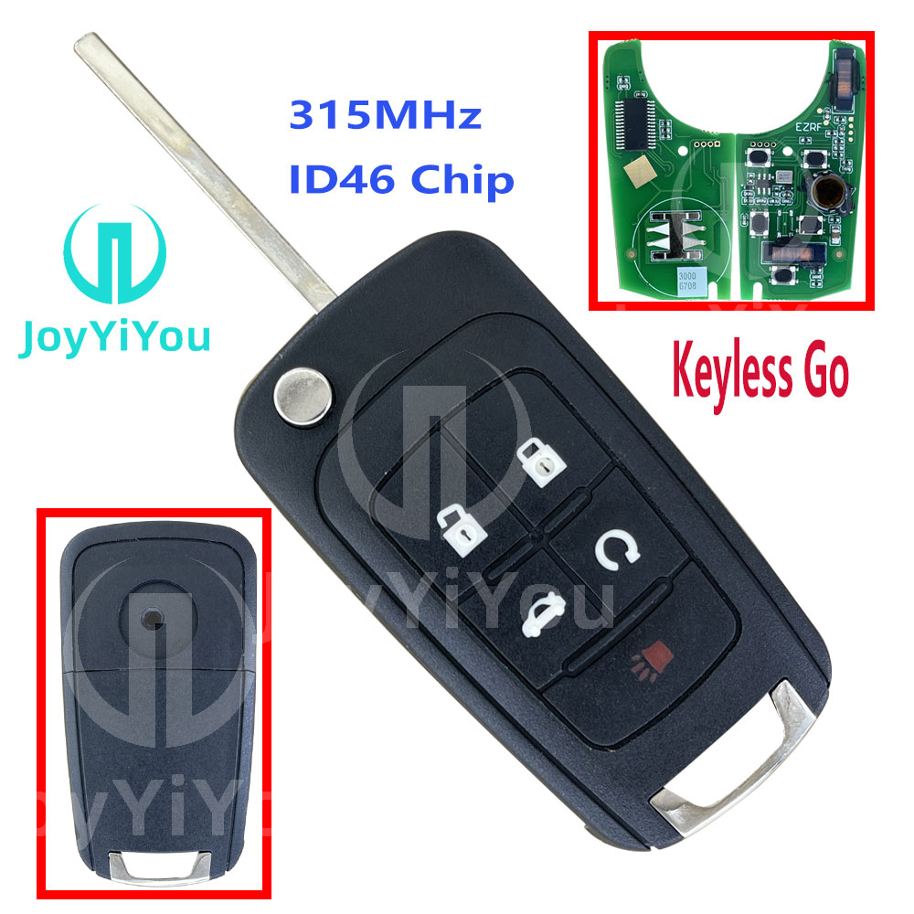 Keyless Go 315MHz ID46 Chip 4+1Button-Trunk Flip Remote Key Shell For Buick HU100 Blad