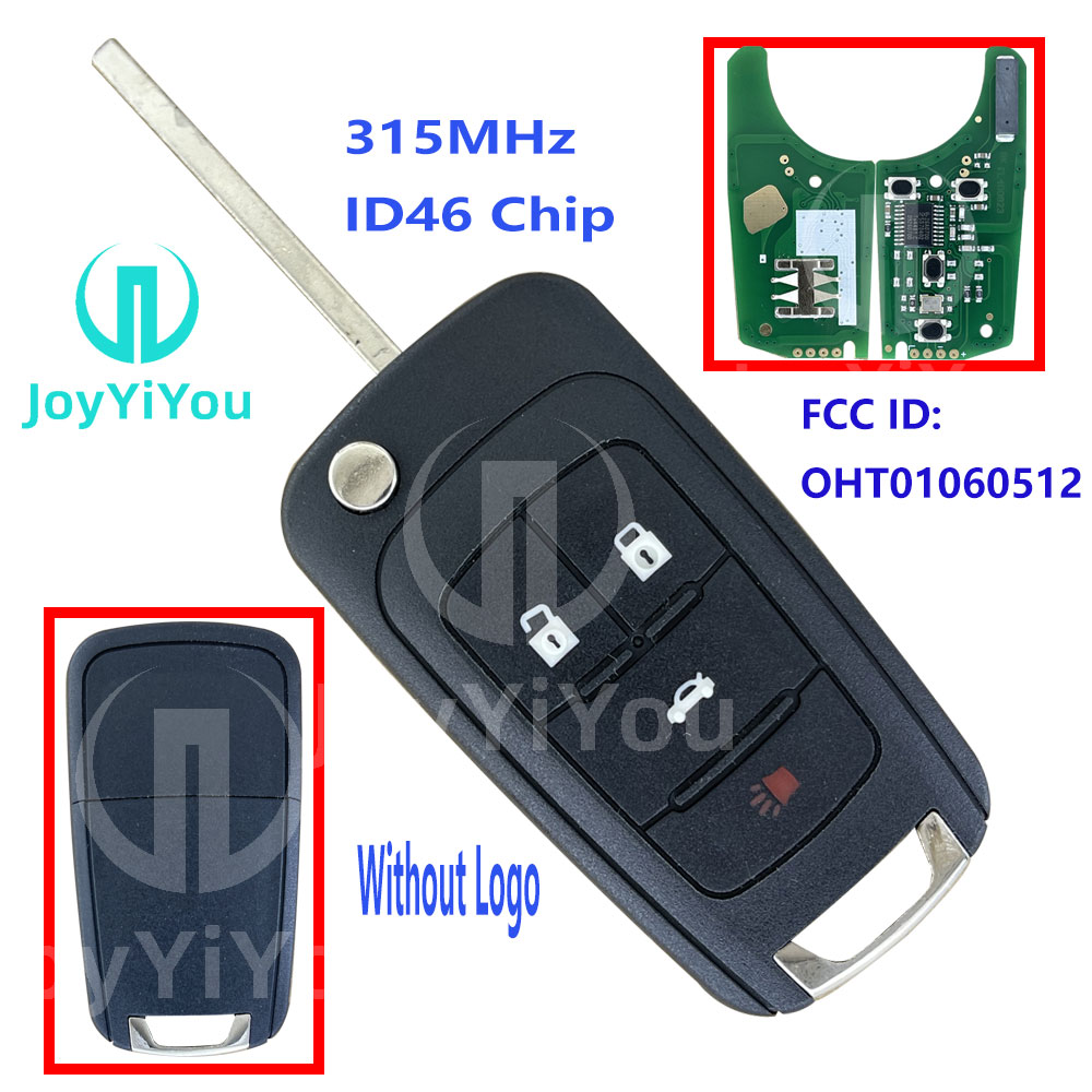 315MHz ID46 Chip 3+1Button-Trunk Flip Remote Key Shell For Chevrolet HU100 Blade Without Logo