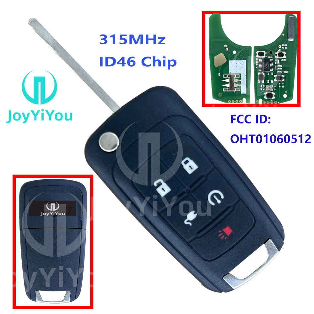 315MHz ID46 Chip 5Button Flip Remote Key Shell For Chevrolet HU100 Blade