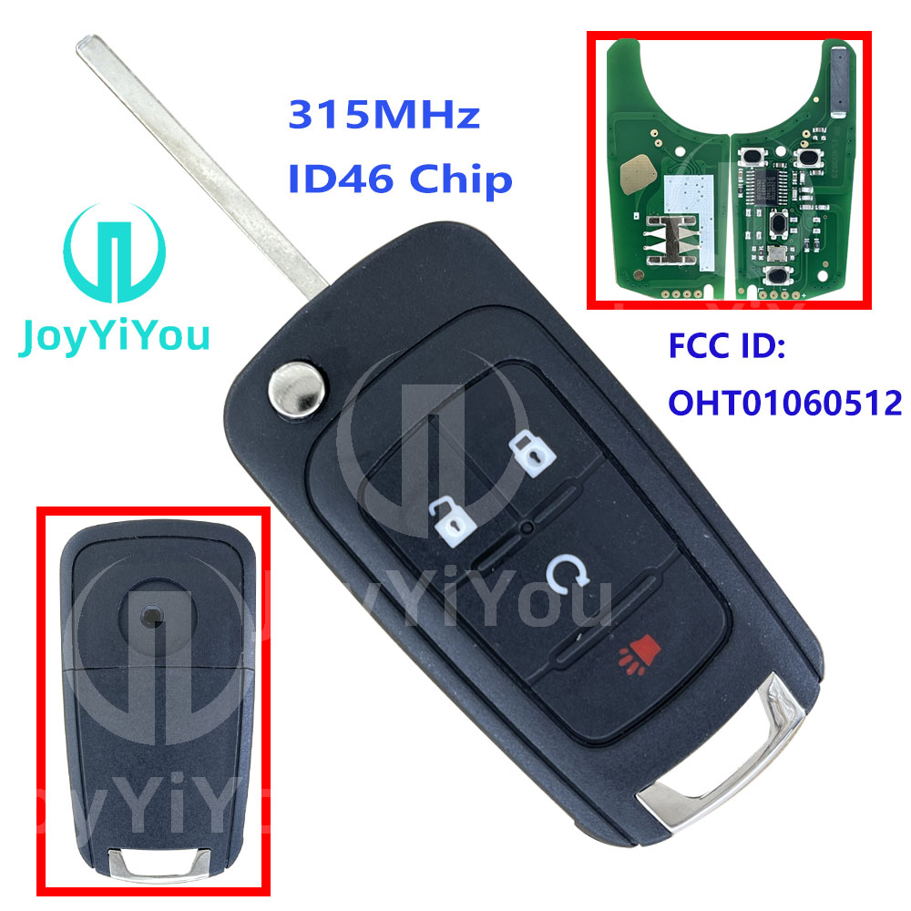 315MHz ID46 Chip 3+1Button-Start Flip Remote Key Shell For Buick HU100 Blade