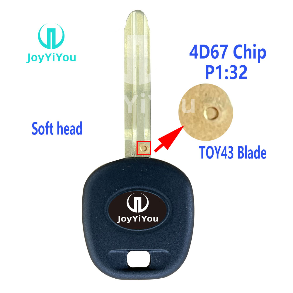 Soft Head 4D67 P1:32 Transponder Key For Toyota Chip Key TOY43 Blade