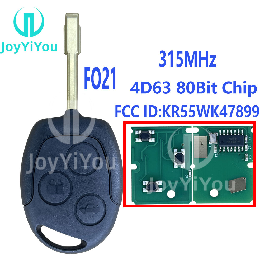 315MHz 4D63 80Bit Chip Remote Key For Ford 2 Button FO21 Blade