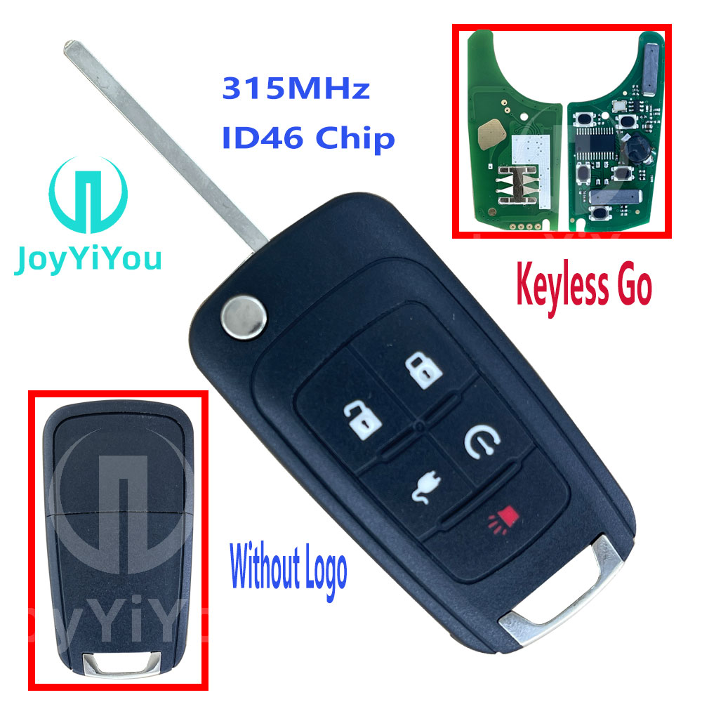 Keyless Go 315MHz ID46 Chip 5Button Flip Remote Key Shell For Chevrolet HU100 Blade Without Logo