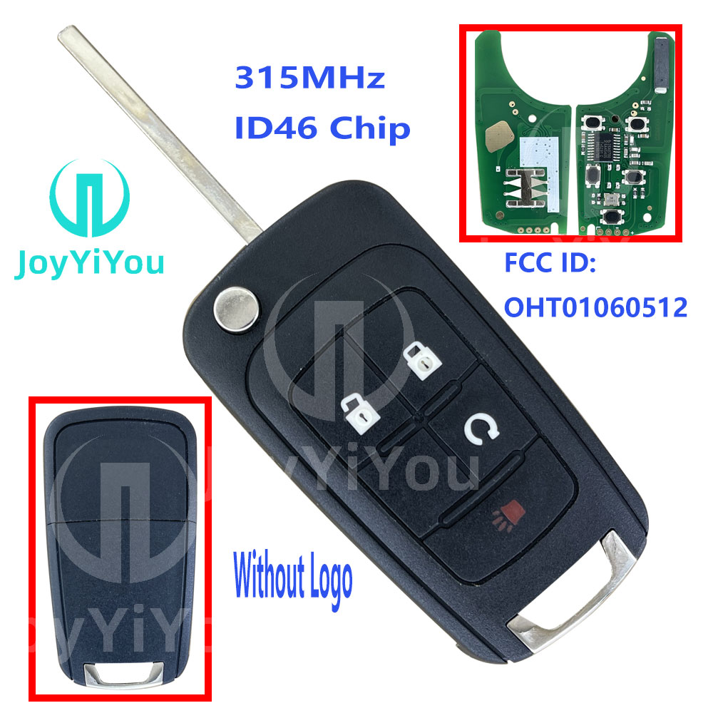 315MHz ID46 Chip 4Button Flip Remote Key Shell For Chevrolet HU100 Blade Without Logo