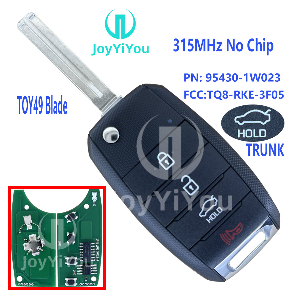 FCC ID:TQ8-RKE-3F05 PN: 95430-1W023 315MHz No Chip Flip Remote Key For Kia TOY49 Blade