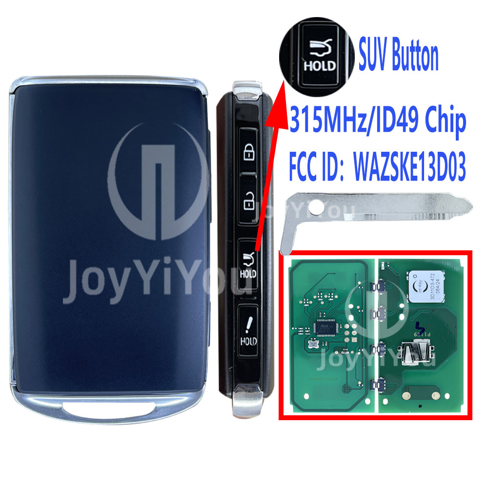 FCC ID：WAZSKE13D03 315MHz/ID49 Chip 3+1Button-SUV Smart Key For Mazda （Without Logo）