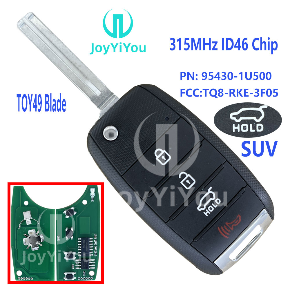 FCC ID:TQ8-RKE-3F05 95430-1U500 315MHz ID46 Chip Flip Remote Key For Kia TOY49 Blade