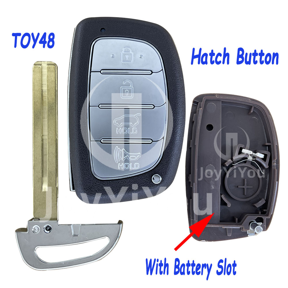 4 Button-Hatch Smart Key Cover With Emergency Key（TOY48）For Hyundai With Batttery Slot
