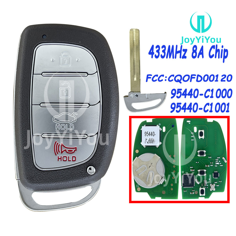 PN: 95440-C1000/C1001 / FCC ID:CQOFD00120 433MHz 8A Chip For 2015-2017 Hyundai Sonata / Smart Key TOY48 Without Logo  Red Button