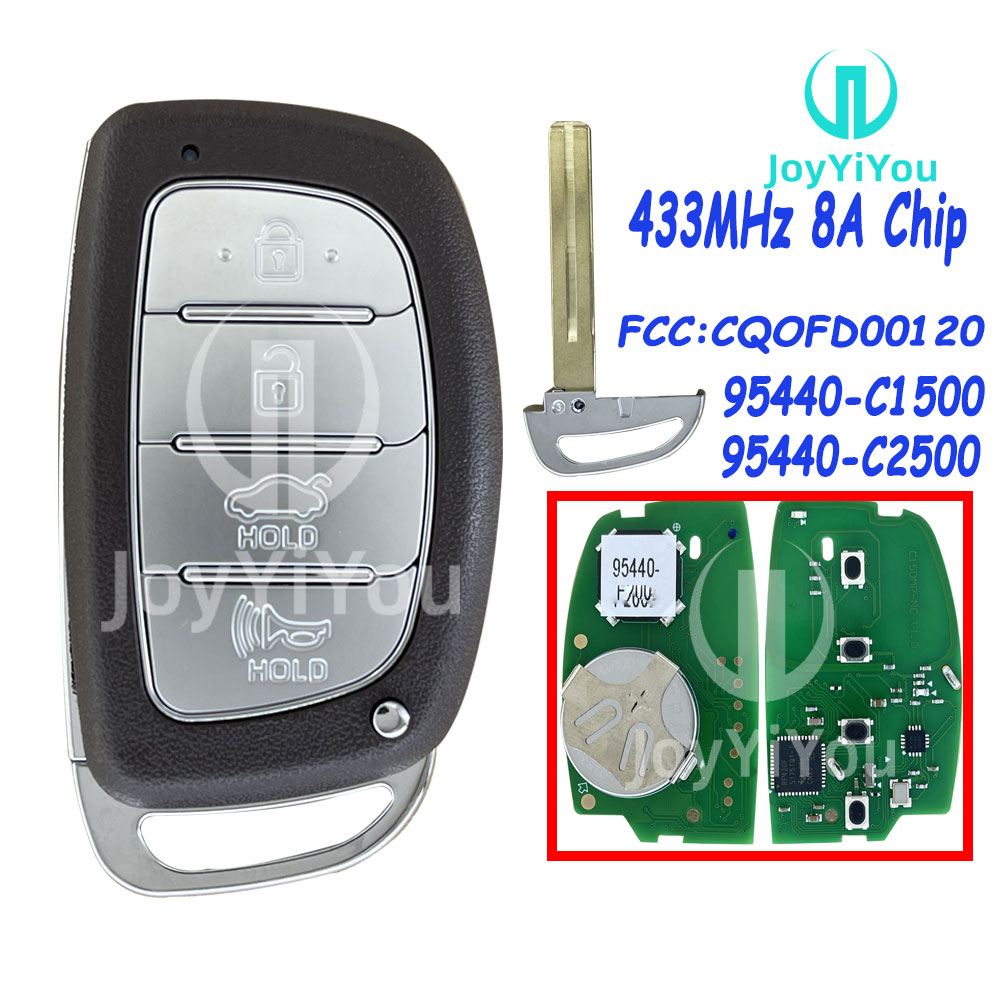 PN: 95440-C1500/C2500 / FCC ID:CQOFD00120 433MHz 8A Chip For 2015-2019 Hyundai Sonata / Smart Key TOY48 Without Logo