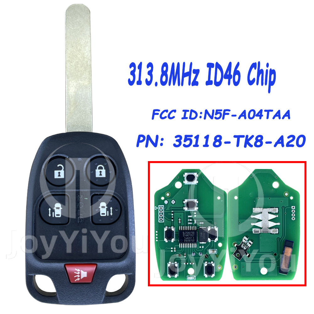 FCC:N5F-A04TAA 313.8MHz ID46 Chip For 2011-2013 Honda Odyssey / 6-Button Remote Head Key / PN: 35118-TK8-A20 