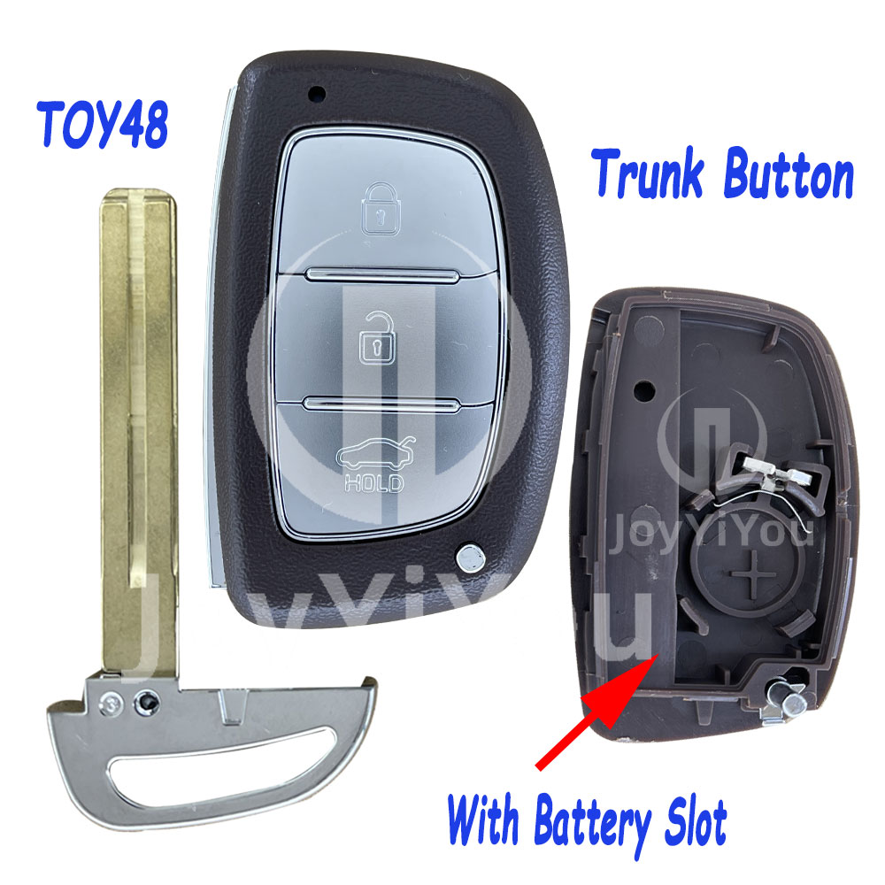 3Button-Trunk Smart Key Cover With Emergency Key（TOY48）For Hyundai With Batttery Slot
