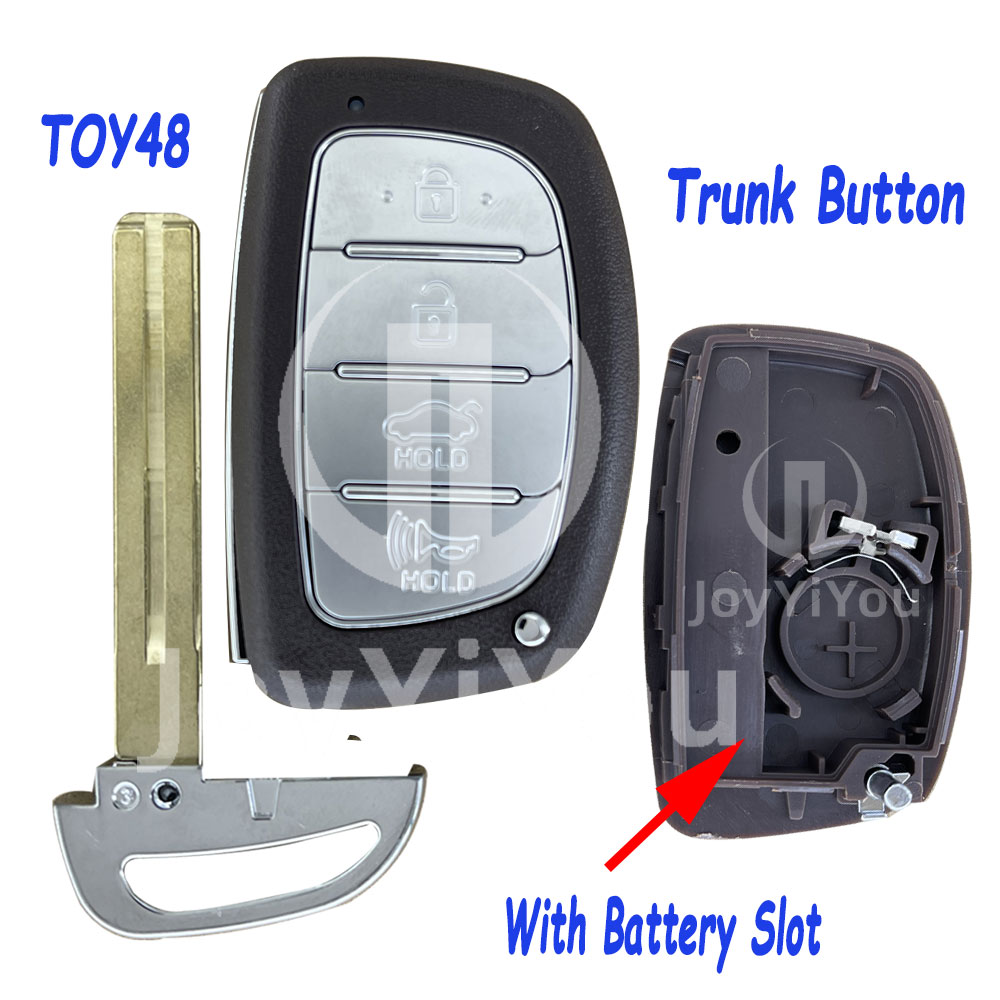 3+1Button-Trunk Smart Key Cover With Emergency Key（TOY48）For Hyundai With Batttery Slot