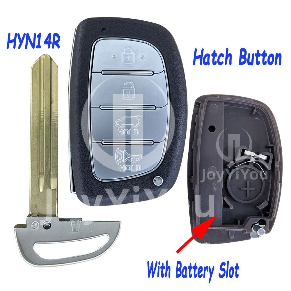 4 Button-Hatch Smart Key Cover With Emergency Key（HYN14R）For Hyundai With Batttery Slot