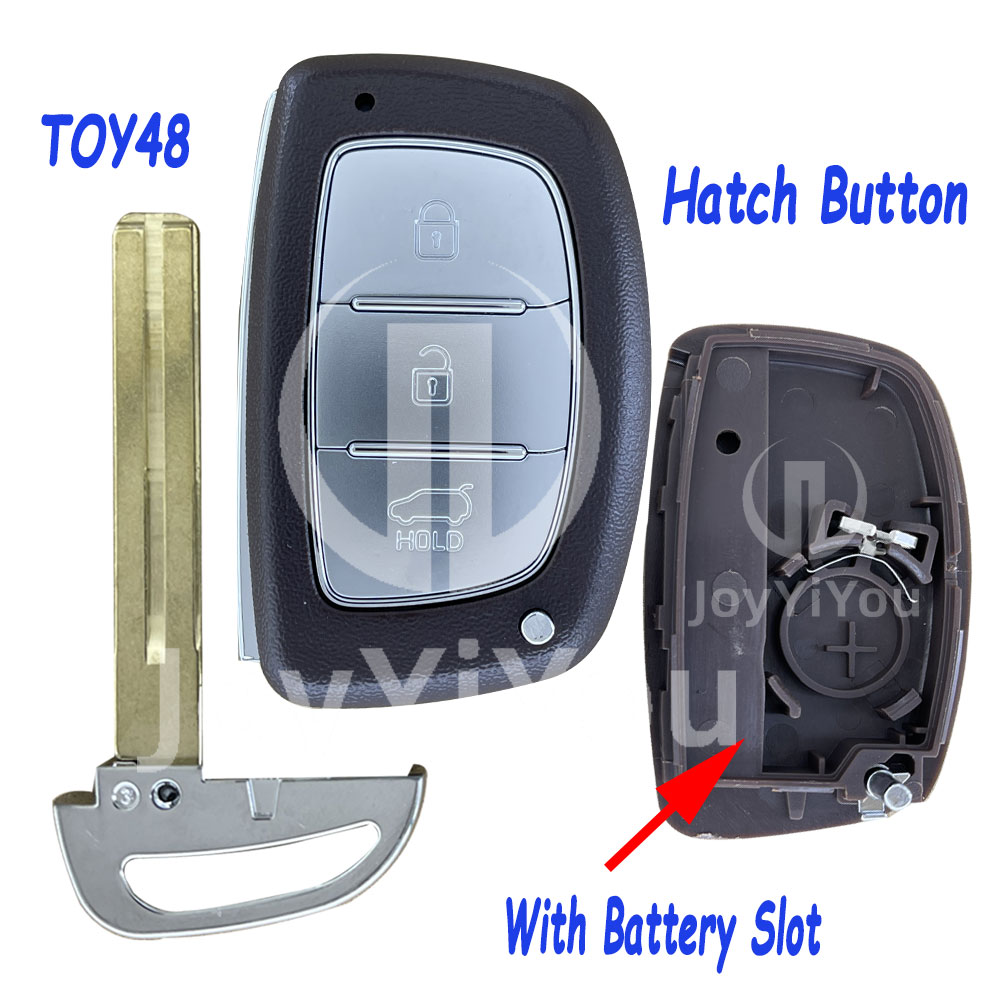 3 Button-Hatch Smart Key Cover With Emergency Key（TOY48）For Hyundai With Batttery Slot