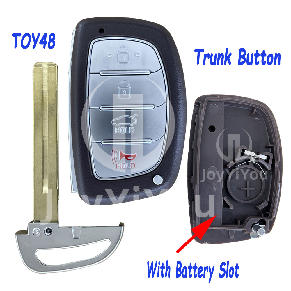 4 Button-Trunk Smart Key Cover With Emergency Key（TOY48）For Hyundai With Batttery Slot