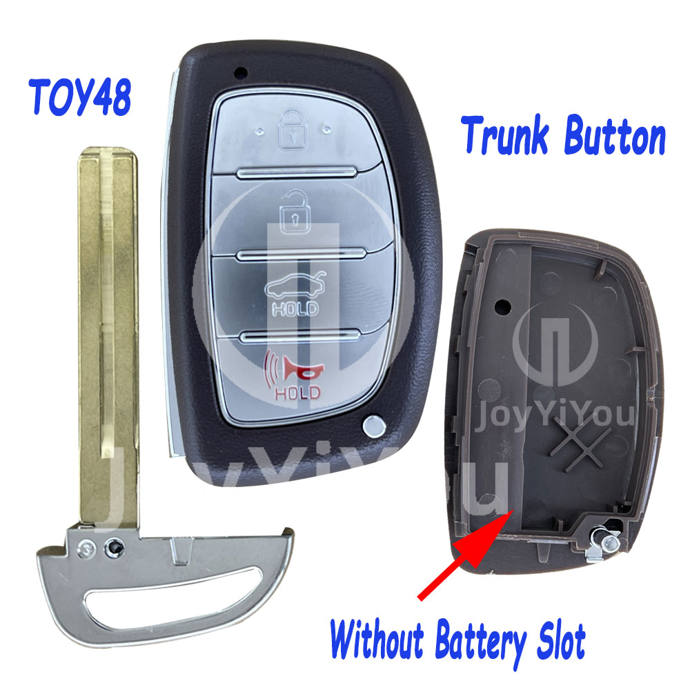 4 Button-Trunk Smart Key Cover With Emergency Key（TOY48）For Hyundai Without Batttery Slot