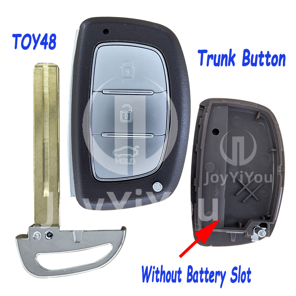 3Button-Trunk Smart Key Cover With Emergency Key（TOY48）For Hyundai Without Batttery Slot