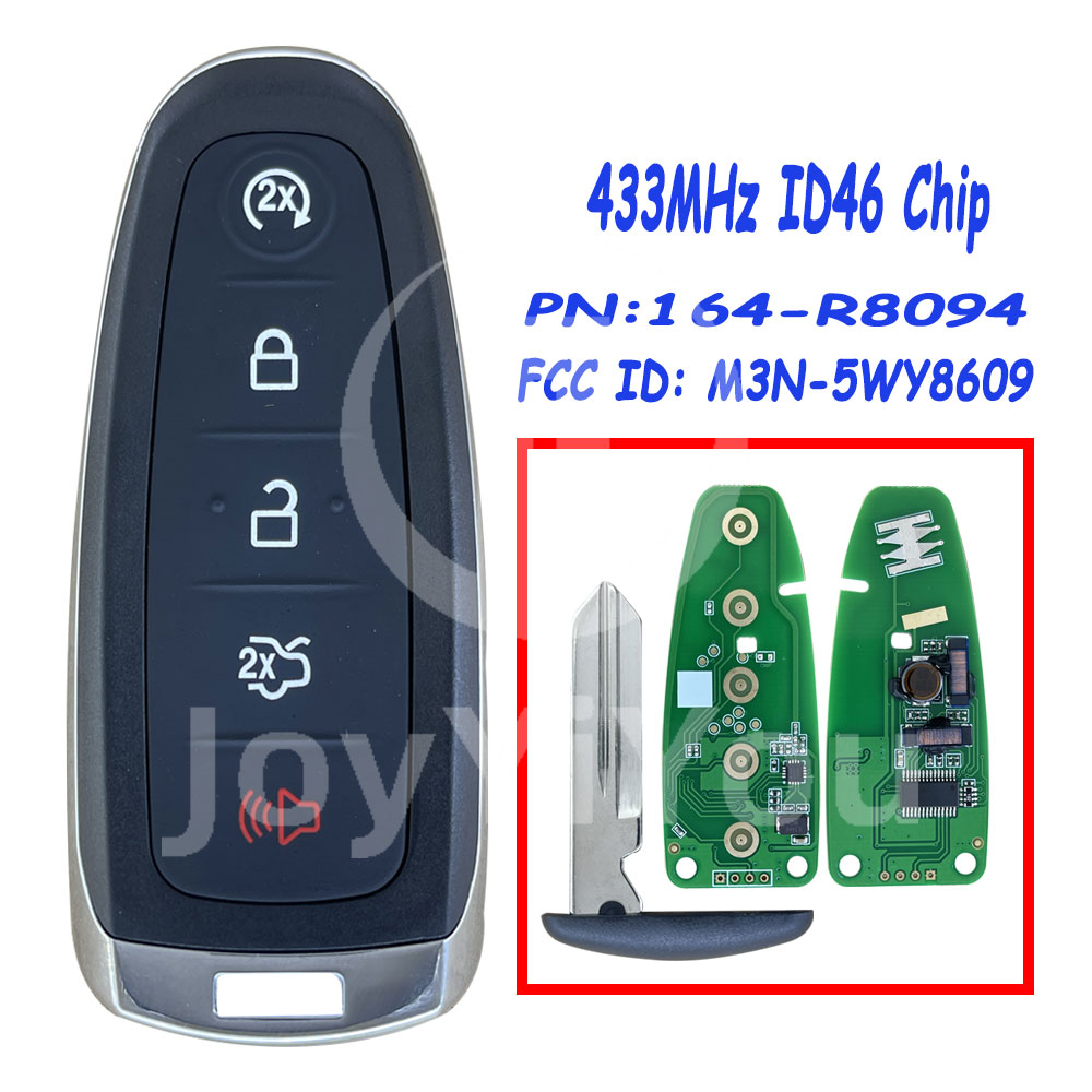 FCC：M3N5WY8609 PN:164-R8094 433MHz ID46 Chip For FD 2011 Edge 4+1Button Smart Key（FO38R）