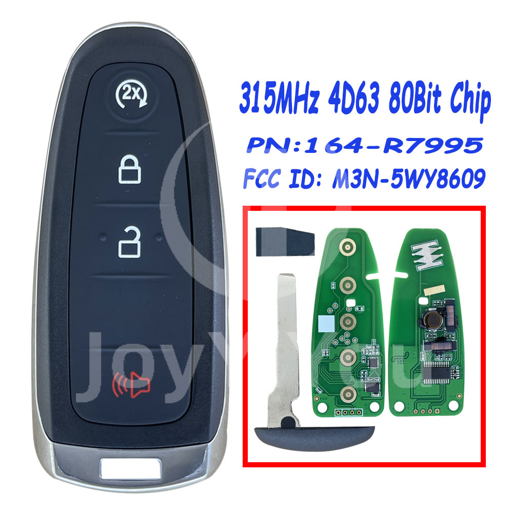 FCC：M3N5WY8609 PN:164-R7995 315MHz 4D63 80Bit Chip For FD 2013 Escape 3+1Button Smart Key（HU101）