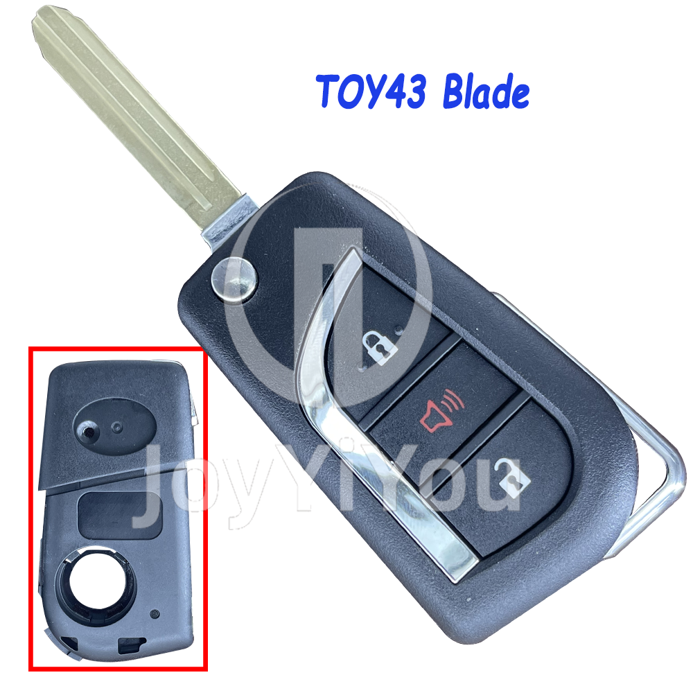 Replacement 2+1 Button Flip Remote Shell for TOY（TOY43)